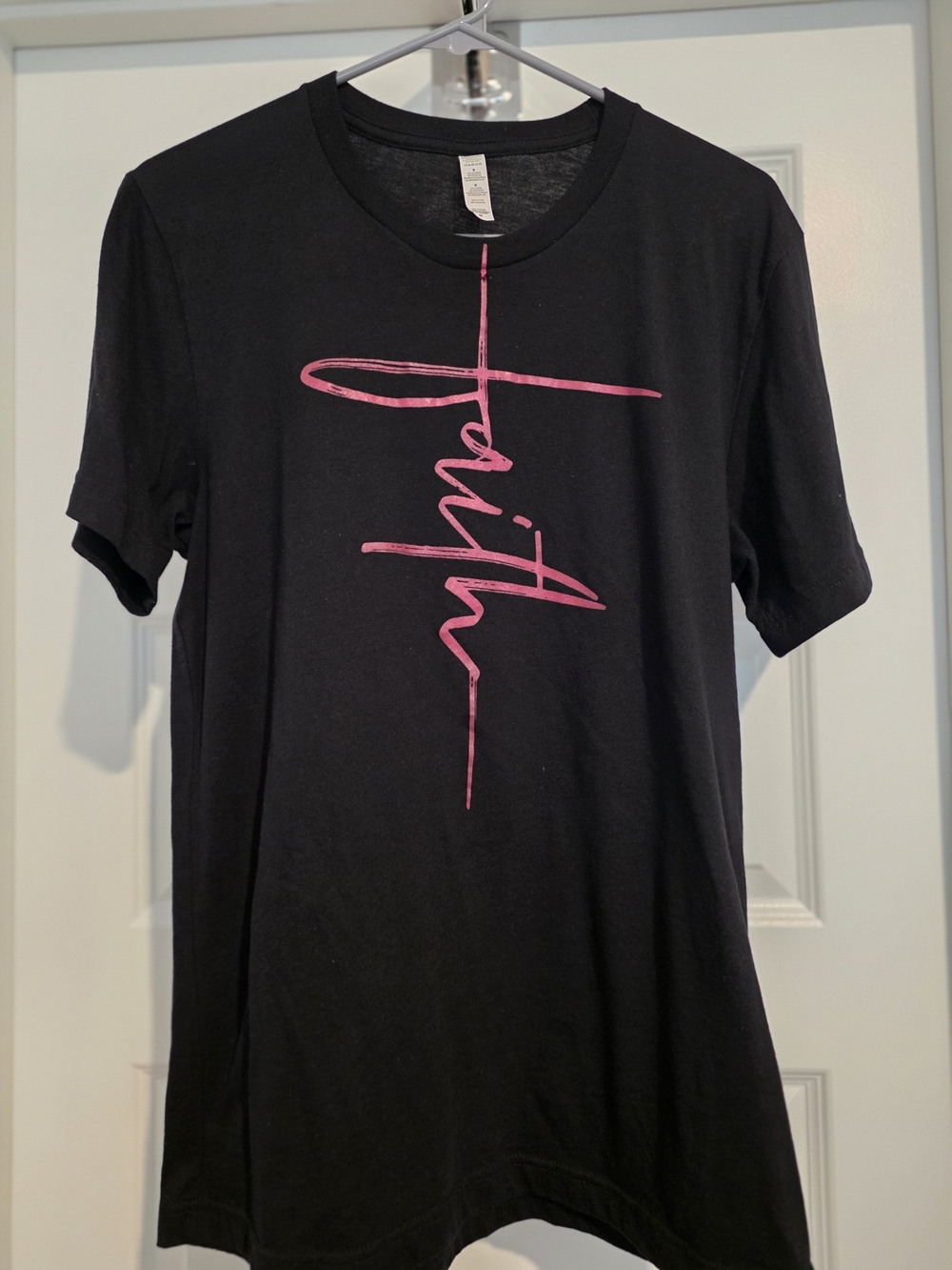 Women's Black Graphic Tee with Vertical Script